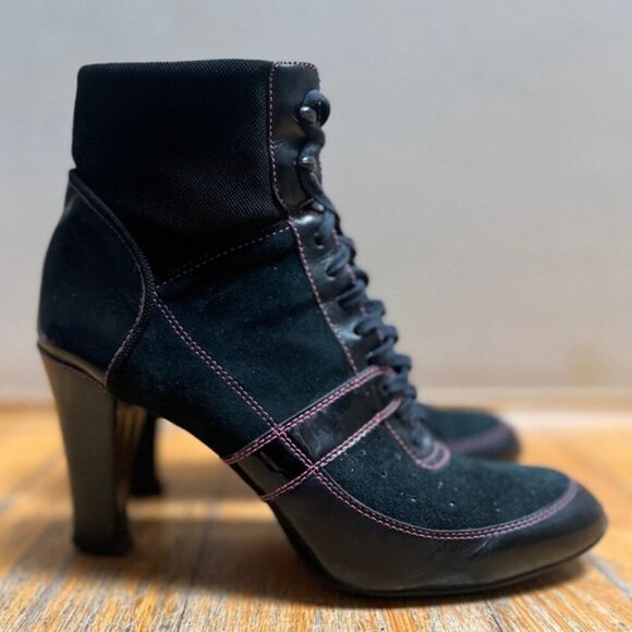 Cole Haan Nike Air Georgetown Granny Black Lace Up Heels Sz 7.5B - Picture 4 of 12